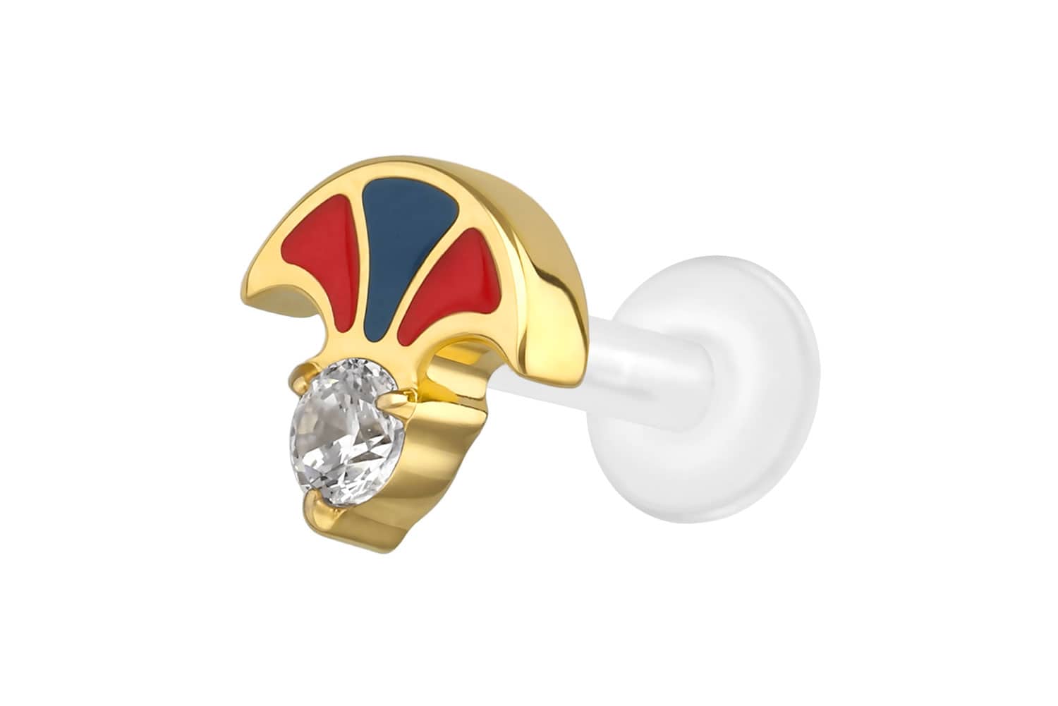 PTFE Labret Piercing mit Innengewinde + Titan-Aufsatz FÄCHER